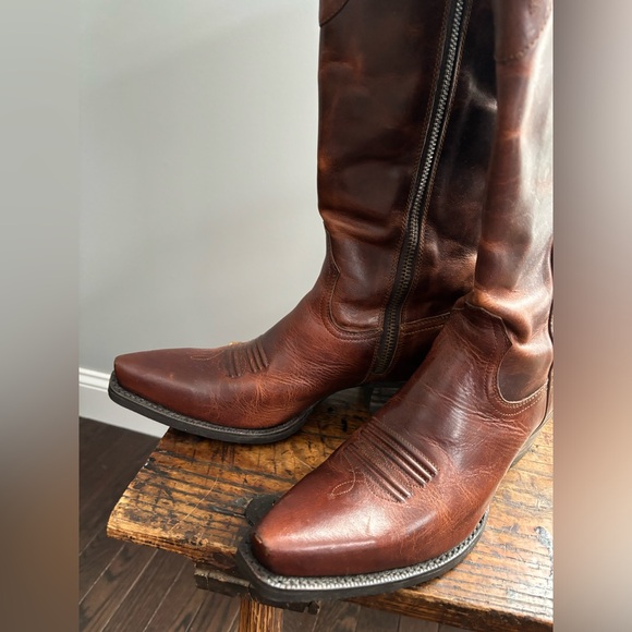 EUC ARIAT HACIENDA Equestrian Western Leather Brown Underlay Cowgirl Boots, 9 - Picture 3 of 16